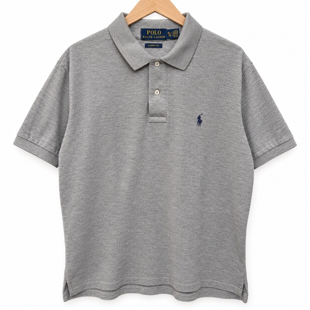 Polo Ralph Lauren Mens Classic Fit Short Sleeve Pique Polo Shirt Gray XL